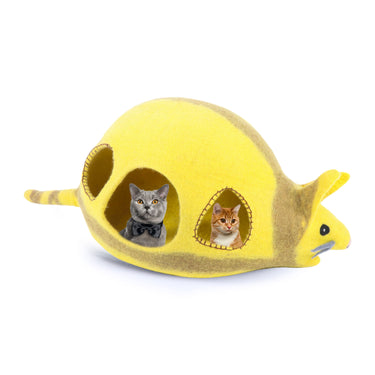 Mouse Shaped Windowed Wool Felt Cat House